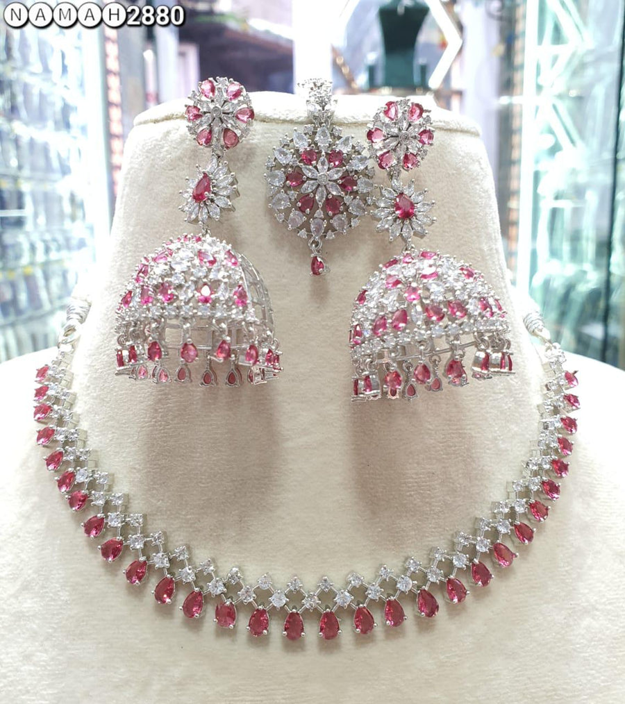 Slim Necklace & long Jhumki set