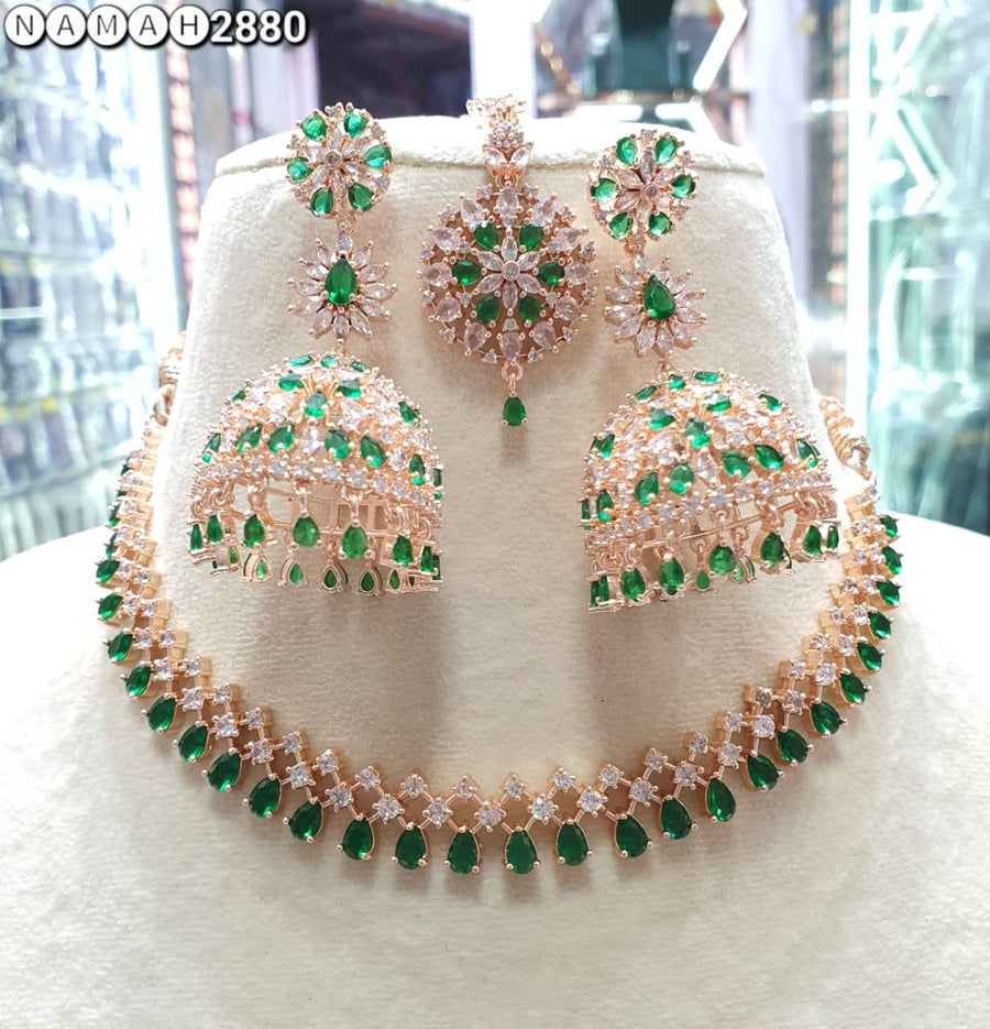 Slim Necklace & long Jhumki set
