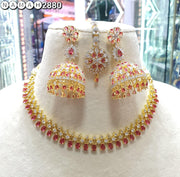 Slim Necklace & long Jhumki set