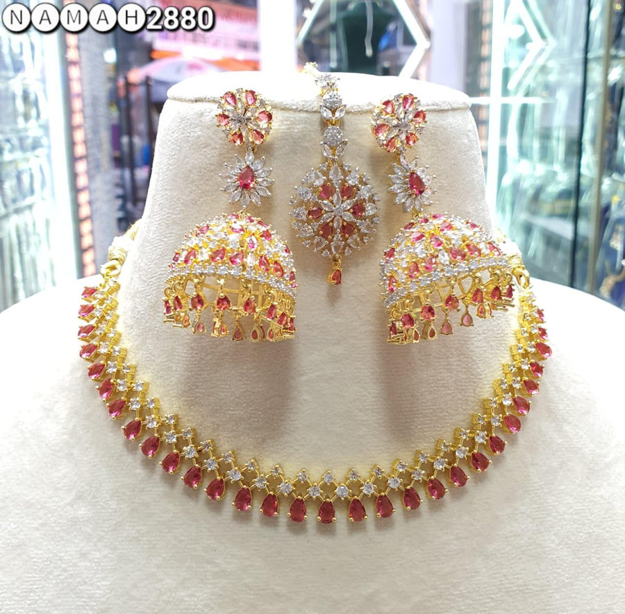 Slim Necklace & long Jhumki set
