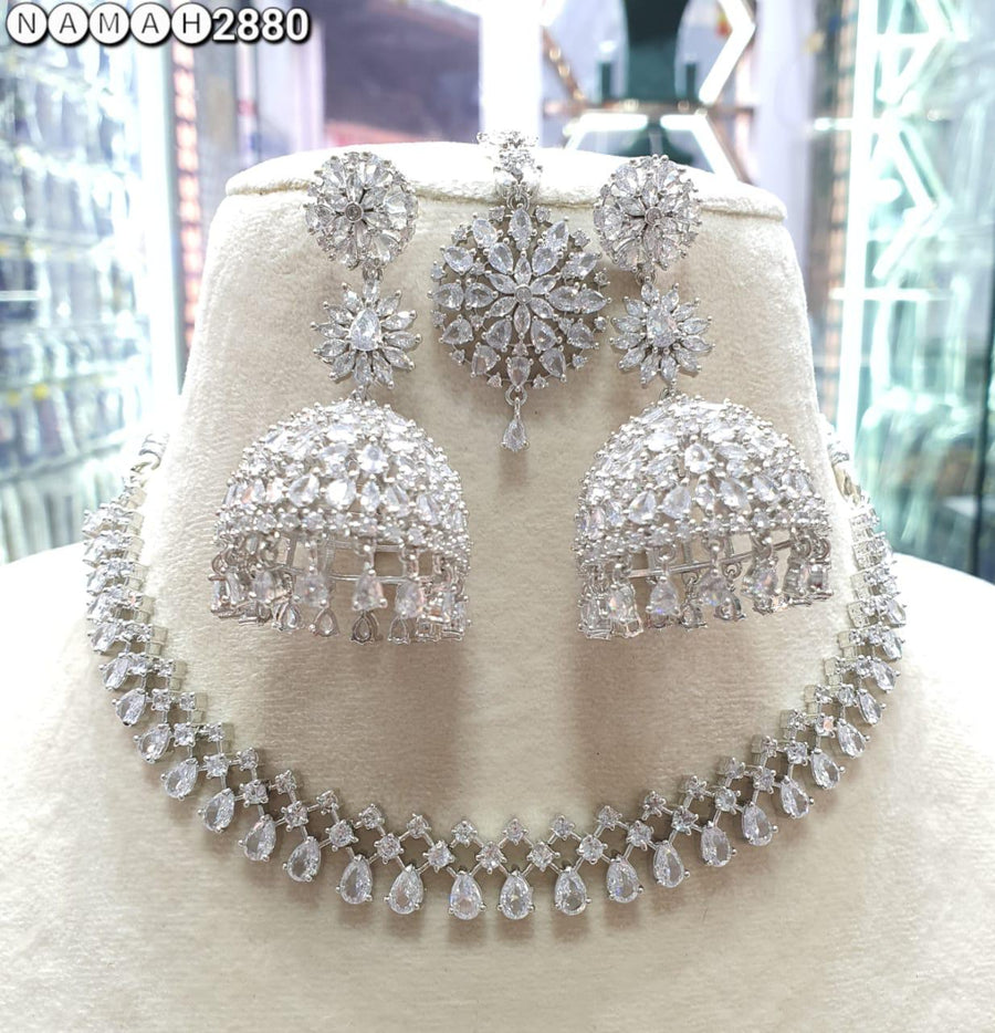 Slim Necklace & long Jhumki set