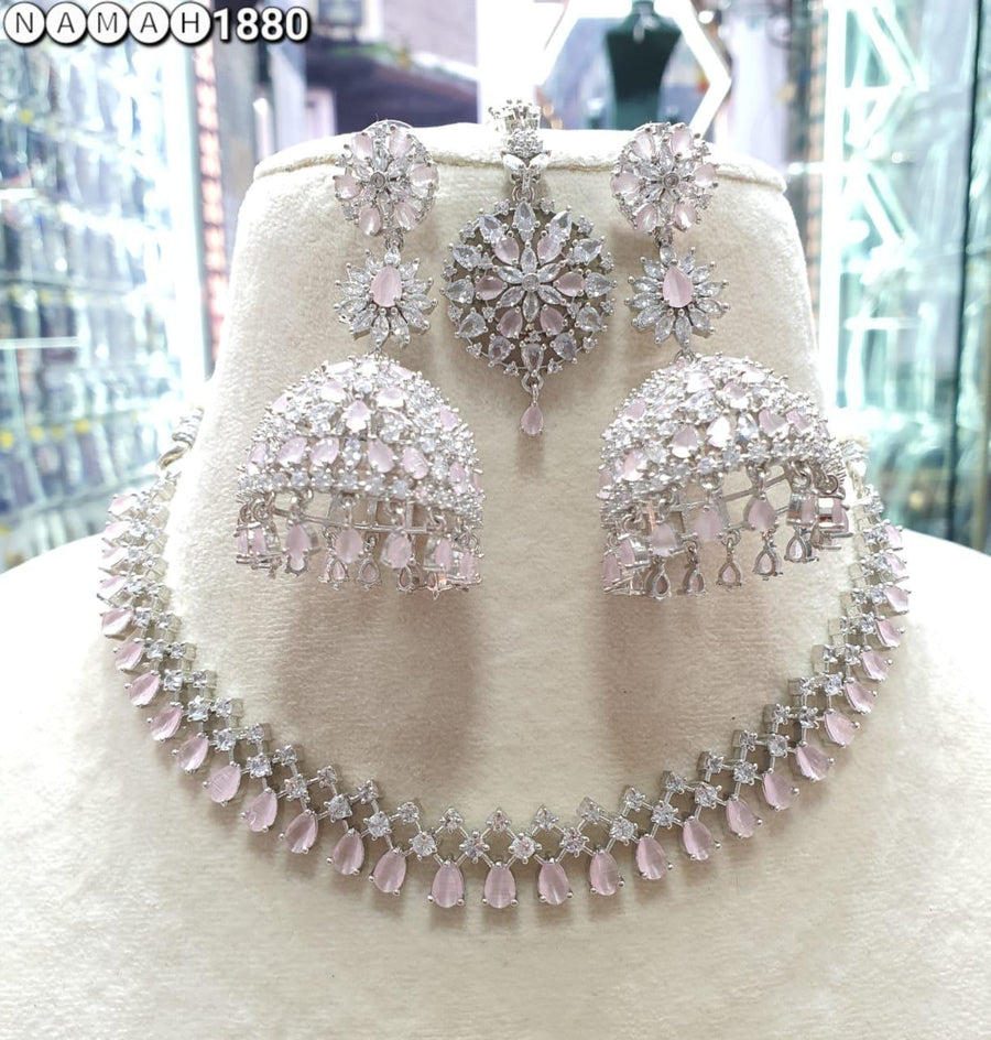 Slim Necklace & long Jhumki set