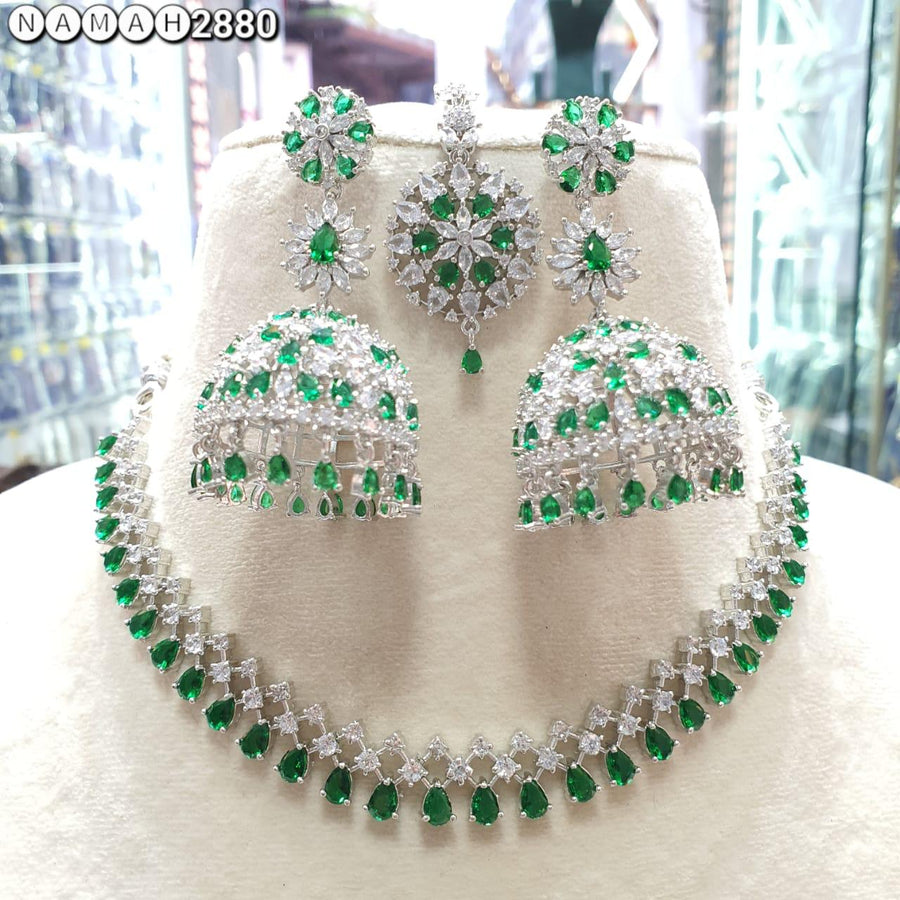 Slim Necklace & long Jhumki set