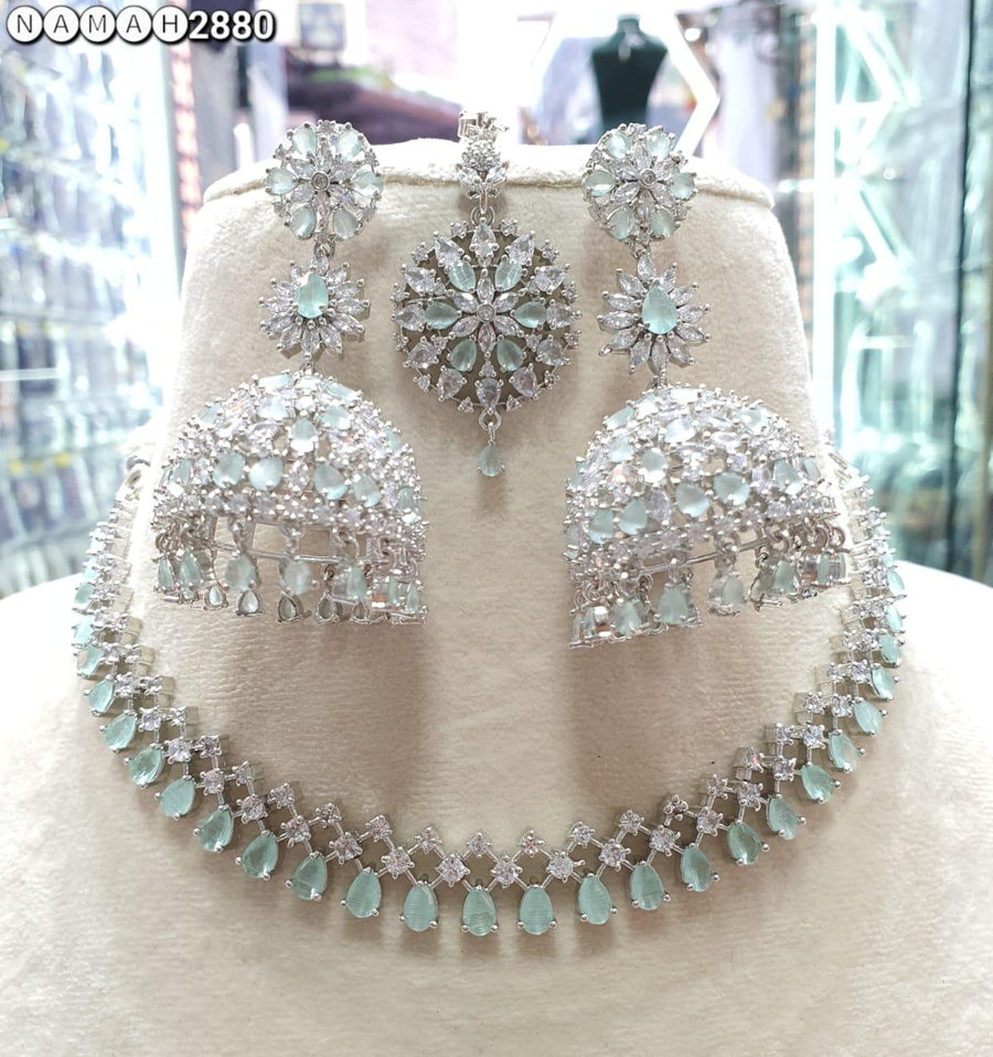 Slim Necklace & long Jhumki set