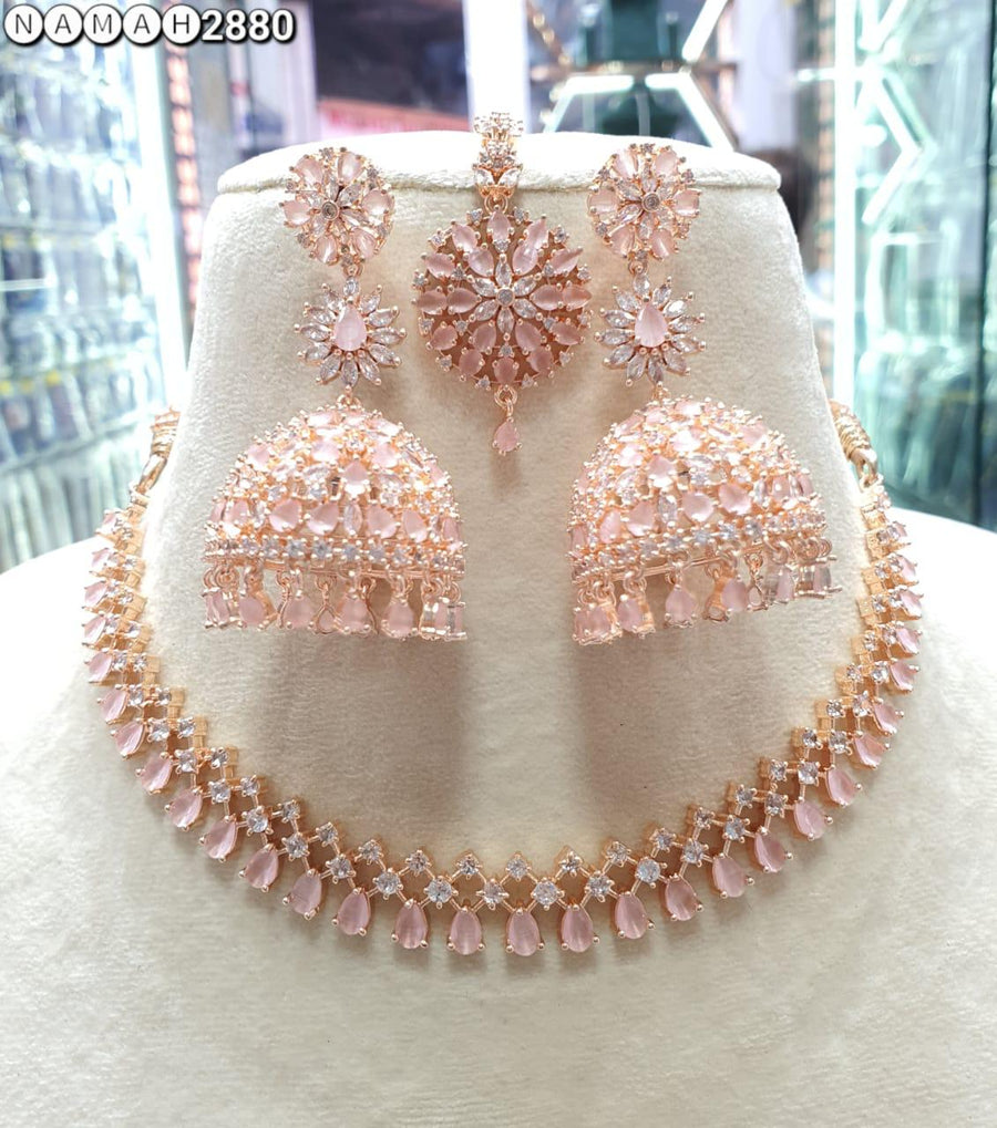 Slim Necklace & long Jhumki set