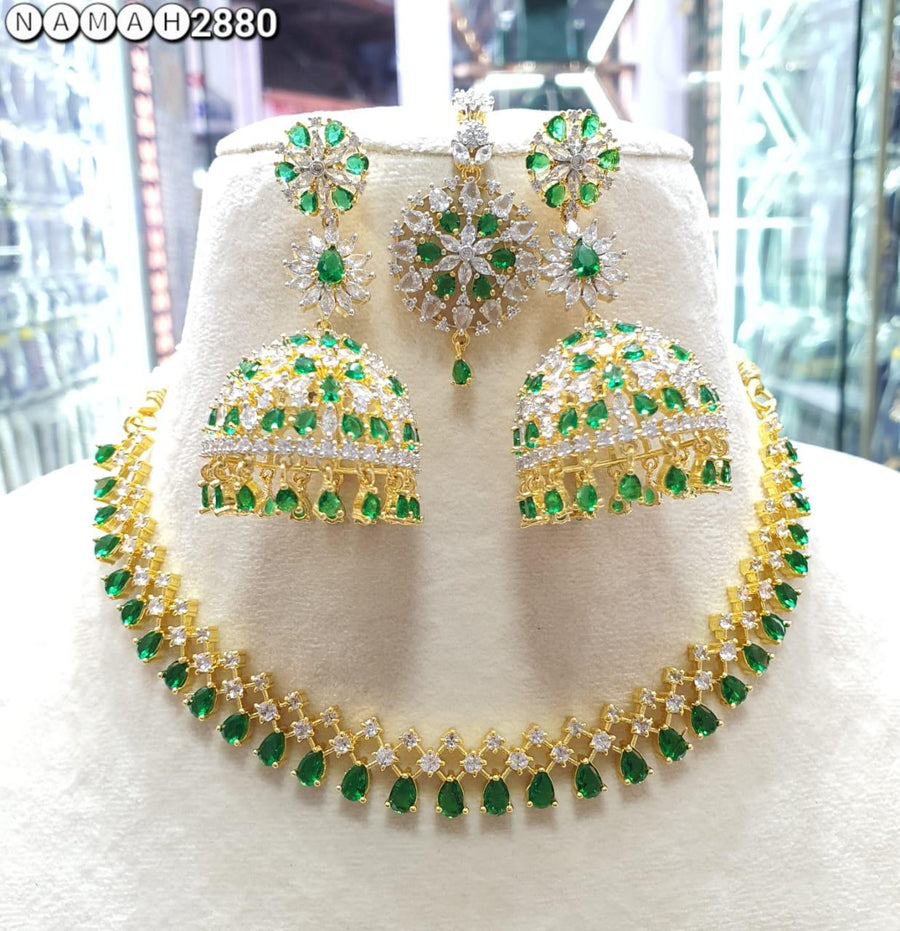 Slim Necklace & long Jhumki set