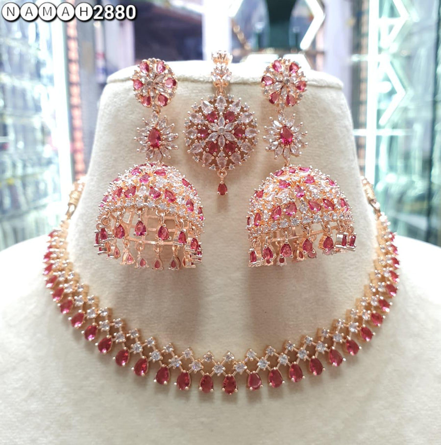 Slim Necklace & long Jhumki set